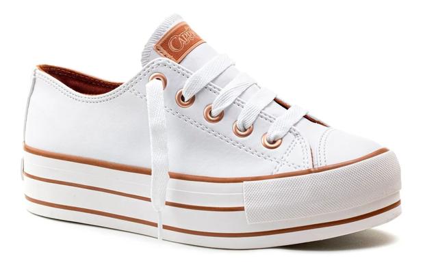 Tênis CAPRICHO Feminino Casual Likes Plataforma Canvas - Branco Cobre -  Capricho Shoes - Tênis Feminino - Magazine Luiza