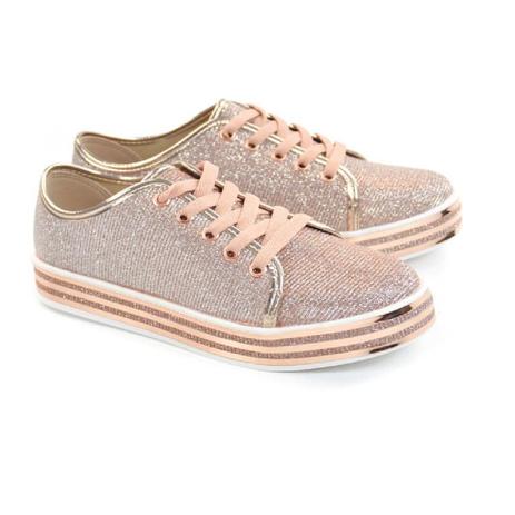 tenis molekinha ouro rosado