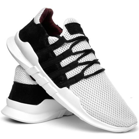 Tênis Casual Masculino Caminhada Nylon Camurça Khaata Branco Preto Menor preço em Tênis Casual Masculino Caminhada Nylon Camurça Khaata Branco Preto