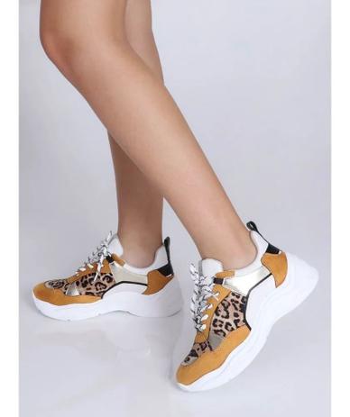 Tênis Chunky Feminino Animal Print Onça Dad Sneaker - Via Marte Premium  00019/15704000 Mostarda - Tênis Feminino - Magazine Luiza