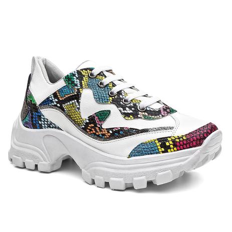 Tênis Chunky Feminino Cobra Cano Baixo Cadarço Casual - Valentina Kister -  Calçados Femininos - Magazine Luiza