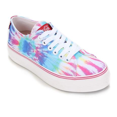Tênis Coca-Cola Plataforma Tie Dye Feminino Menor preço em Tênis Coca-Cola Plataforma Tie Dye Feminino
