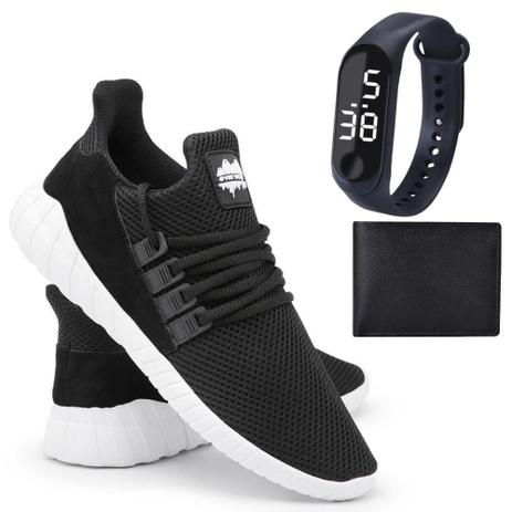 Tênis Conforto Caminhada Corrida Leve Fitness Academia + Carteira + Relógio - Ever Way Menor preço em Tênis Conforto Caminhada Corrida Leve Fitness Academia + Carteira + Relógio - Ever Way