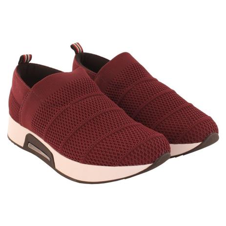 Tênis Conforto Usaflex Tecido Tricot Ameixa Feminino Menor preço em Tênis Conforto Usaflex Tecido Tricot Ameixa Feminino