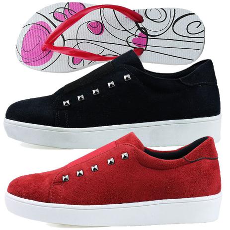 Tênis Elástico Milli Feminino Preto + Vermelho + 1 Chinelo Dhl - Dhl  Calçados - Calçados Femininos - Magazine Luiza
