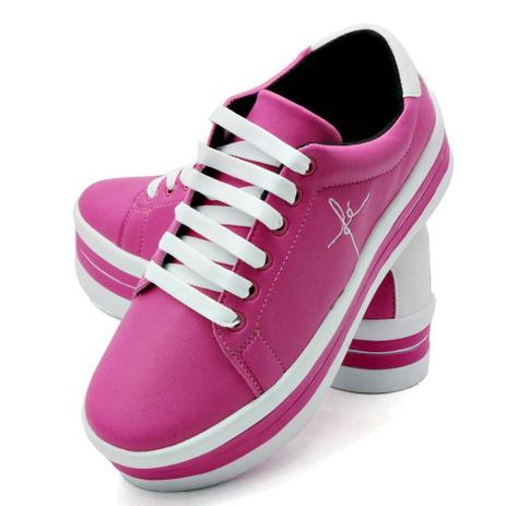 Tênis Feminino Bordado Fé Rosa Salto Plataforma Flatform com tiras -  BALLUGA - Calçados Femininos - Magazine Luiza