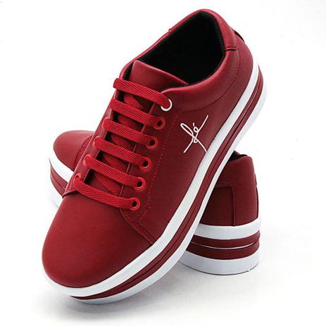 Tênis Feminino Bordado Fé Vermelho Salto Plataforma Flatform com tiras -  BALLUGA - Tênis Feminino - Magazine Luiza