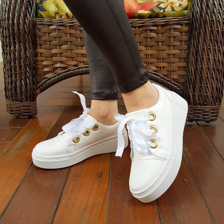 Tênis Feminino Branco Cabed Modinha Conforto - V\u0026T - Calçados Femininos -  Magazine Luiza