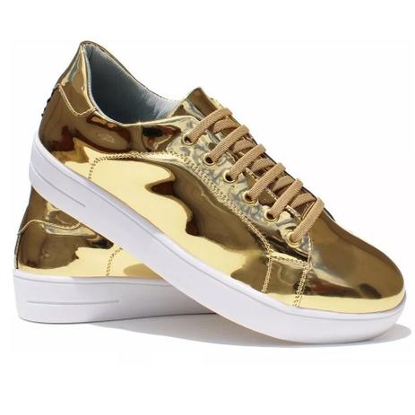 tenis casual dourado