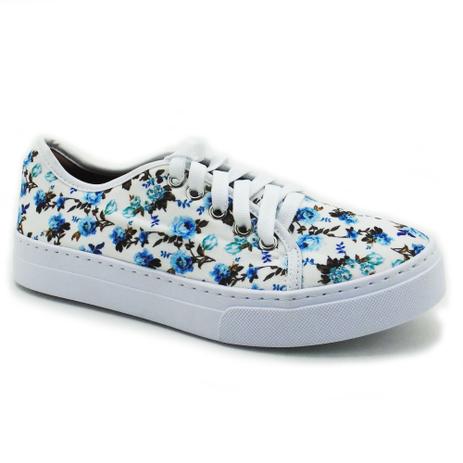 Tênis Feminino Casual Floral Estampado Flores Branco 230 - Lana pimenta Menor preço em Tênis Feminino Casual Floral Estampado Flores Branco 230 - Lana pimenta