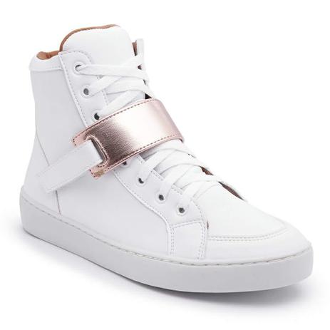 tenis cano medio de couro feminino