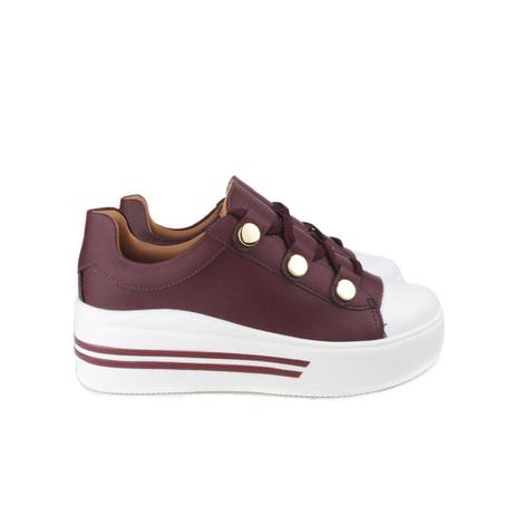 Tênis Feminino Flatform Sola Alta com Botões e Cadarço Marsala - Luxe  Calçados - Calçados Femininos - Magazine Luiza