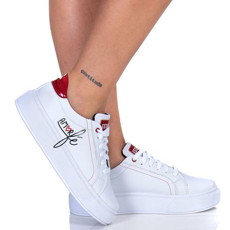 Tenis Feminino Plataforma Sapatenis Casual Fé Amor Branco/Vermelho - Estilo  Shoes - Sapatênis Feminino - Magazine Luiza
