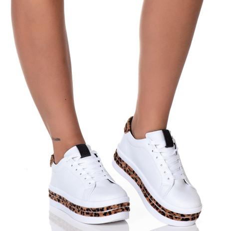 Tênis Feminino Salto Plataforma Animal Print Branco Onça - Shop Estilo  Shoes - Calçados Femininos - Magazine Luiza