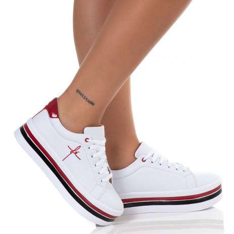 Tenis Feminino Salto Plataforma Bordado Fé Branco Vermelho - Shop Estilo  Shoes - Calçados Femininos - Magazine Luiza