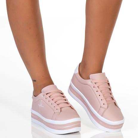 Tenis Feminino Salto Plataforma Bordado Fé Nude Branco - Estilo Shoes Menor preço em Tenis Feminino Salto Plataforma Bordado Fé Nude Branco - Estilo Shoes