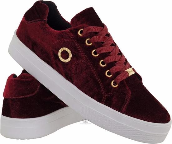 Tênis Feminino Sapatenis Casual Veludo Veludo Vinho - Adaption Menor preço em Tênis Feminino Sapatenis Casual Veludo Veludo Vinho - Adaption
