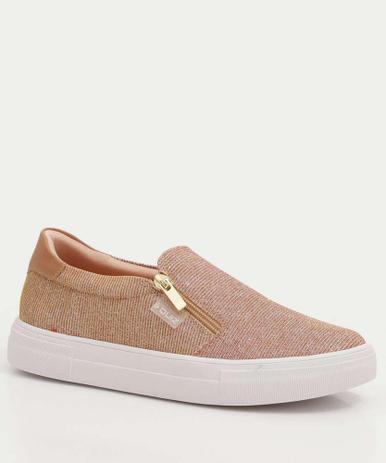 Tênis Feminino Slip On Brilho Flatform Calce Fácil Domidona Prata Velho