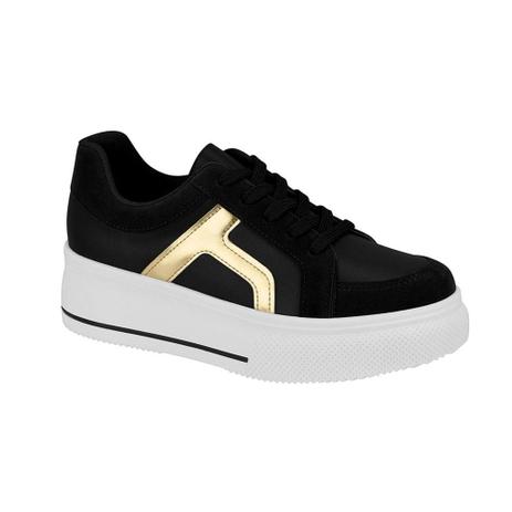 Tênis Feminino Sola Alta Beira Rio Preto/Preto/Dourado - 4228108 - Calçados  Femininos - Magazine Luiza