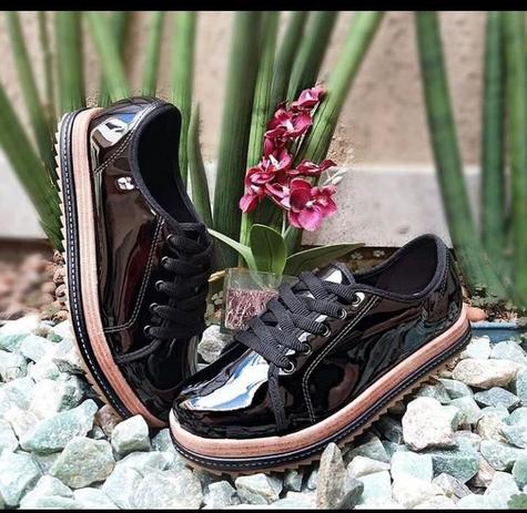 tenis flatform beira rio - flatform feminino verniz preto - 40 - Tênis Feminino - Magazine Luiza