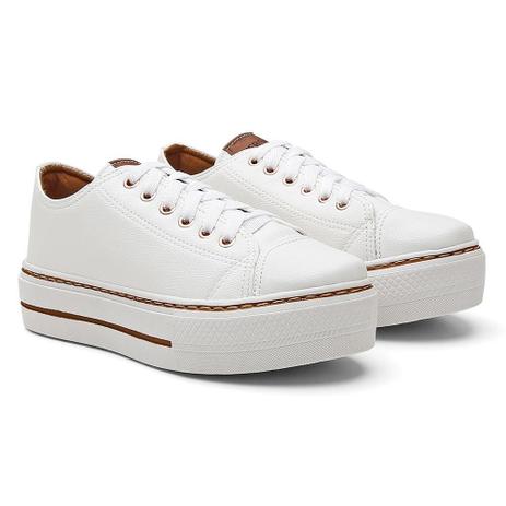 tenis sola alta branco feminino