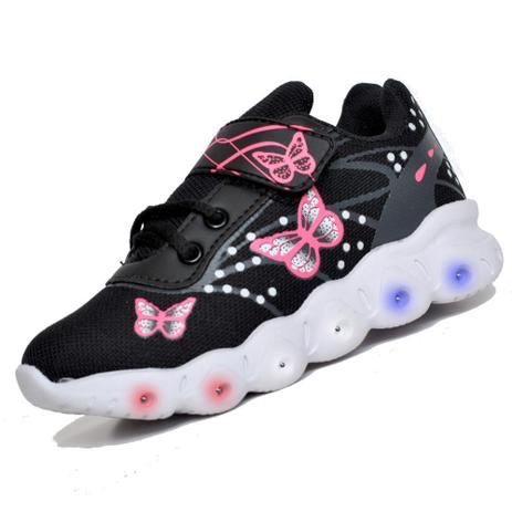 Tenis infantil led feminino borboleta - preto - menina luzinha lançamento barato original - RYN é boa?