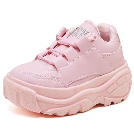 Tênis Infantil Feminino Chunky Plataforma Sola Alta Menina Fashion Rosa