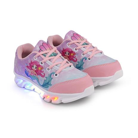 Tênis Infantil Sereia com Led Feminino Menina Luzinha Pro - Use Leve Menor preço em Tênis Infantil Sereia com Led Feminino Menina Luzinha Pro - Use Leve