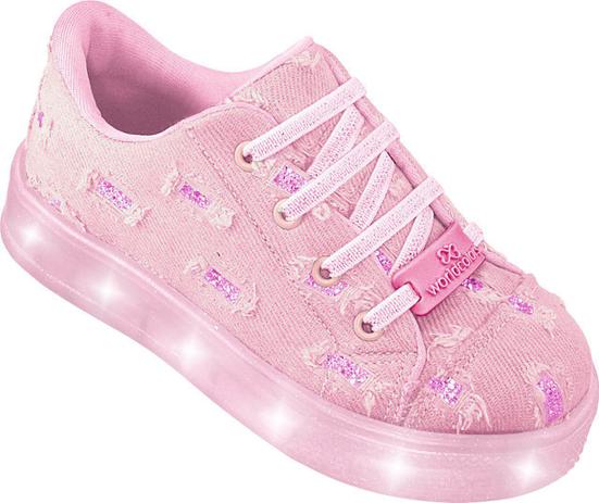 Tênis Infantil WorldColors Star Light com LED 174004 Rosa Jeans 465 - Sapato De Franca - Tênis Infantil - Magazine Luiza
