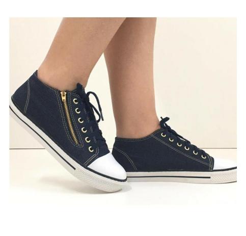 tenis jeans feminino com ziper