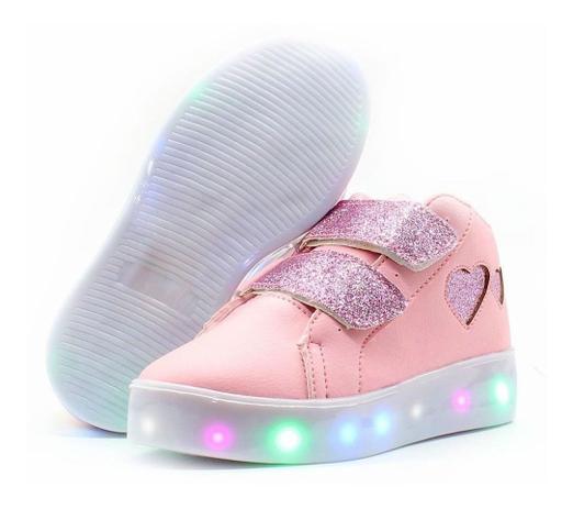 Tênis led luz infantil feminino rosa coração - EDS - Calçados Infantis -  Magazine Luiza