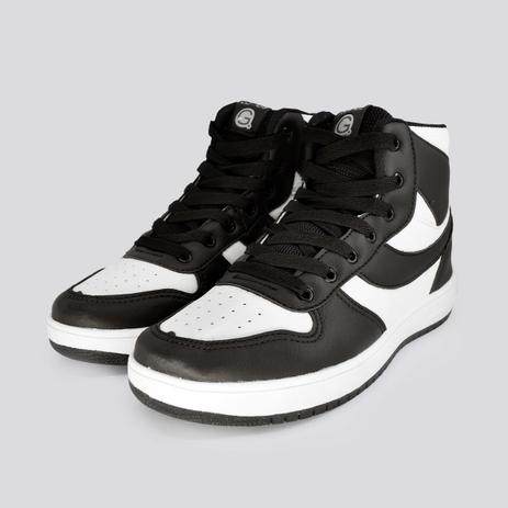 Tênis Masculino Cano Alto Logus Branco e Preto Menor preço em Tênis Masculino Cano Alto Logus Branco e Preto