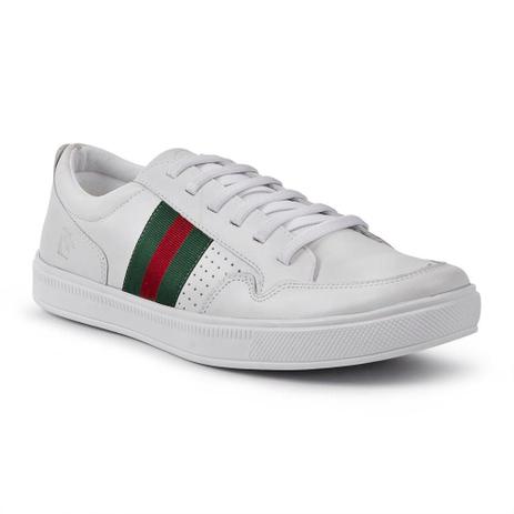 tenis polo masculino branco couro