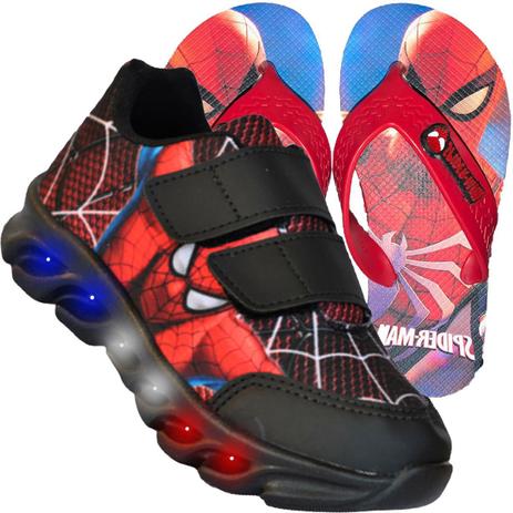 tenis de led infantil homem aranha