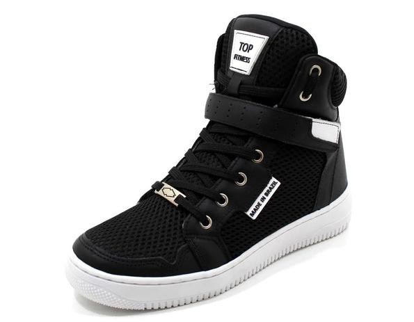 Tenis Masculino Top Fitness Cano Alto Em Couro Preto/Branco - Tênis Masculino - Magazine Luiza