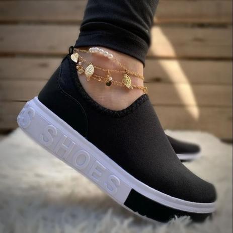 Tenis meia feminino shoes calce facil slip on - by jj dias - Slip On  Feminino - Magazine Luiza