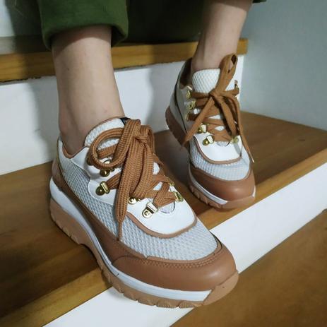 Tênis feminino flatform firezzi branco sola listrada #sapatenis casual - R$  110.90, cor Branco (confortável, de borracha) #10073, compre agora | Shafa