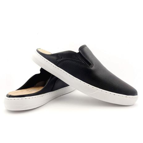 slip on masculino preto couro