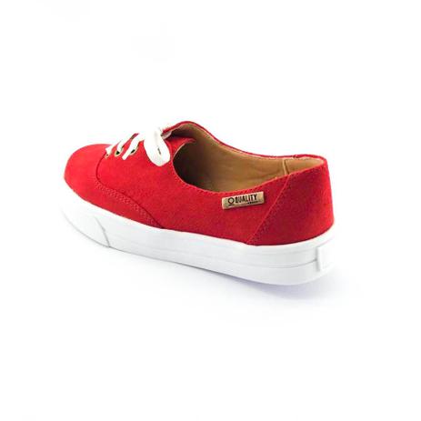 tenis de camurça vermelho feminino