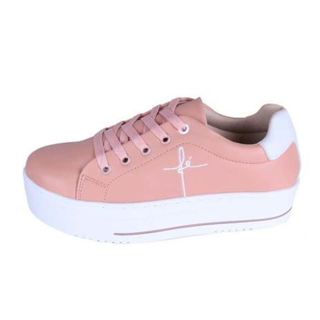 tenis feminino rosa e branco