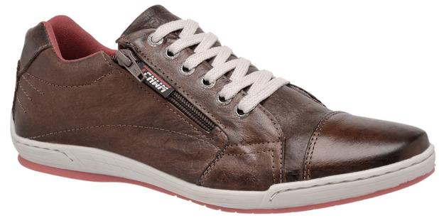 tenis couro marrom masculino