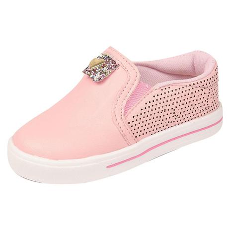 Tênis Slip Iate Feminino Infantil Perfurado Coração Dourado - Kimimo Menor preço em Tênis Slip Iate Feminino Infantil Perfurado Coração Dourado - Kimimo