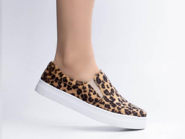 Tênis feminino slip on Tecido Meia Cinza - GiselaCosta