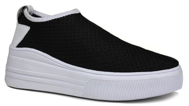 Tênis Slip On Feminino Trama Meia Sola Alta Preto - Calçados Pontocom -  Slipper / Slip On Feminino - Magazine Luiza