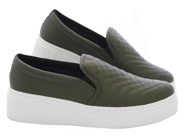 Tênis Slip On Feminino Verde Militar Solado Branco - Salook - Slipper / Slip  On Feminino - Magazine Luiza