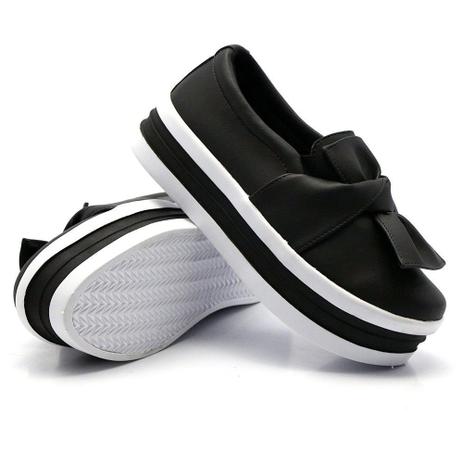 slip on laço preto