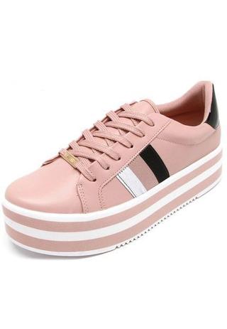 tênis feminino flatform listras vizzano