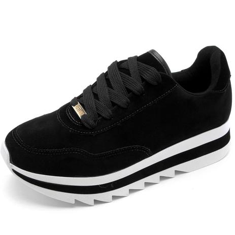 Tênis Vizzano Plataforma Listrado Camurça Feminino - Preto - Tênis Feminino - Magazine Luiza