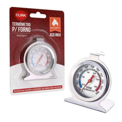 Termômetro Analógico para Forno 300 Alta Qualidade Inox Com Base - Clink Menor preço em Termômetro Analógico para Forno 300 Alta Qualidade Inox Com Base - Clink