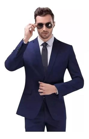 Terno Slim Masculino Oxford Azul Marinho - Paletó+Calça Tamanho G - 48 - Terra Forte Ternos Menor preço em Terno Slim Masculino Oxford Azul Marinho - Paletó+Calça Tamanho G - 48 - Terra Forte Ternos
